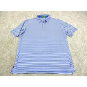 Johnnie O Polo Shirt Mens Extra Large XL Blue White Striped Logo Preppy Golf